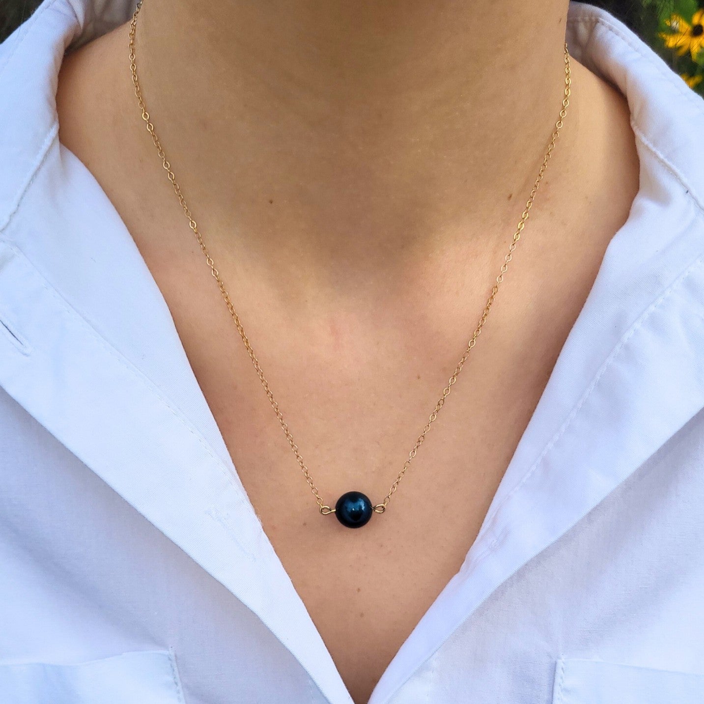 Petrol Blue Pearl Necklace