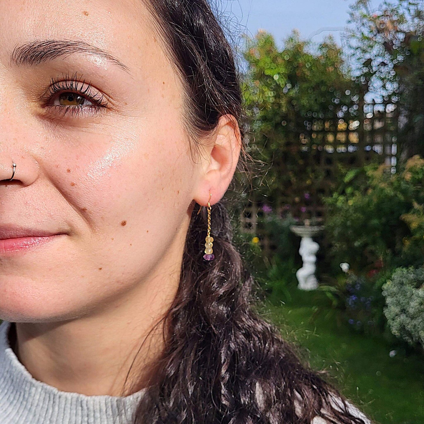 Amethyst & Citrine Gold Earrings