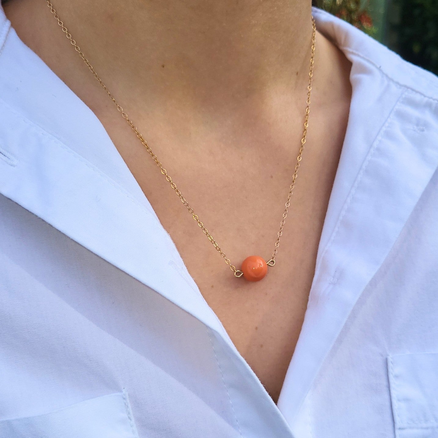 Coral Swarovski Pearl Necklace