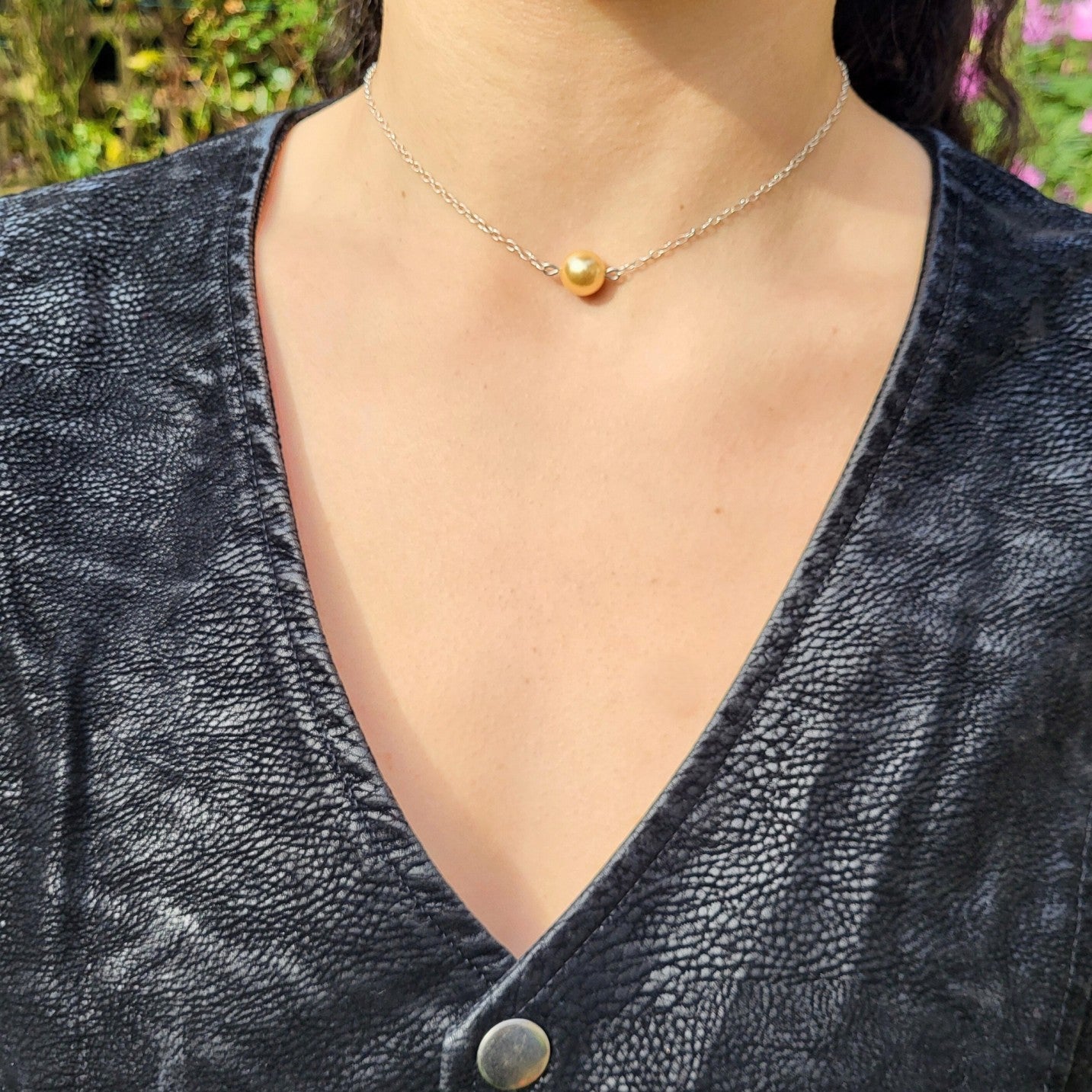 Gold Swarovski Pearl Necklace