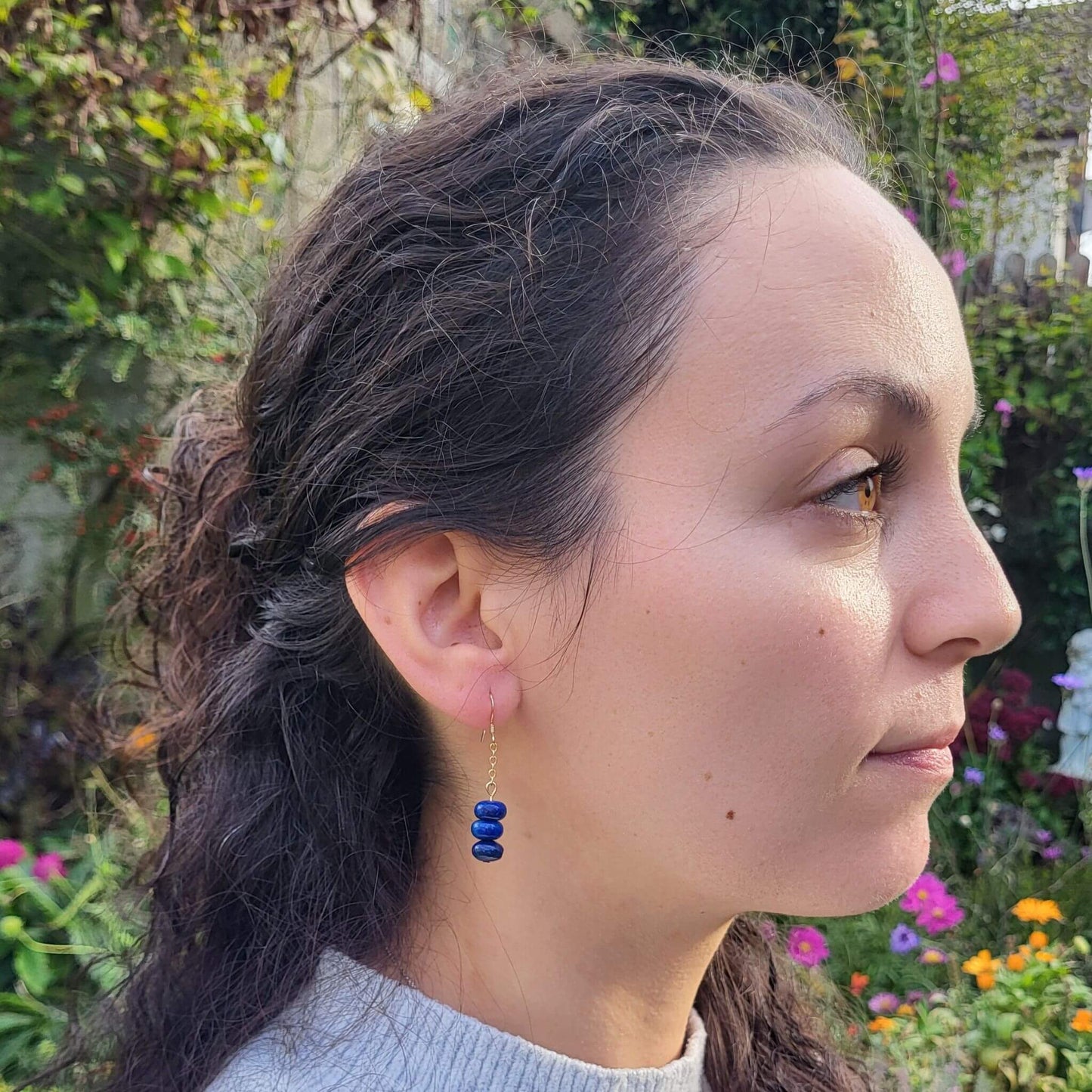 Lapis Lazuli Rondelle Earrings