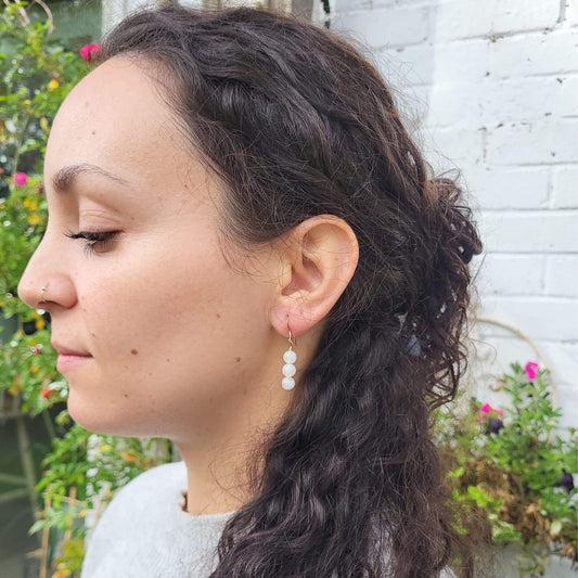 Moonstone Gold Fill Drop Earrings