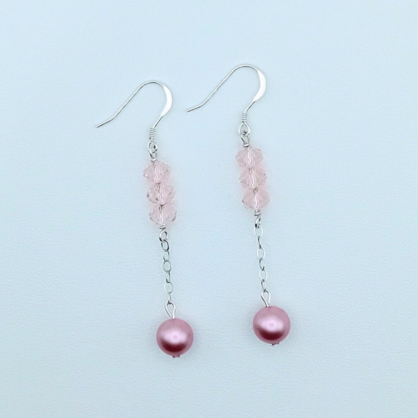Pink Crystal Pearl Earrings