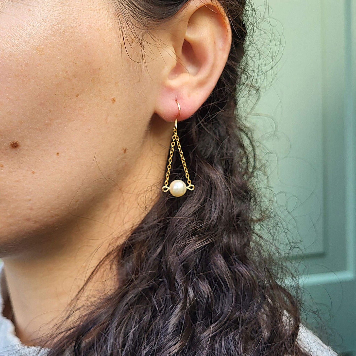 Ivory Pearl Gold Fill Earrings