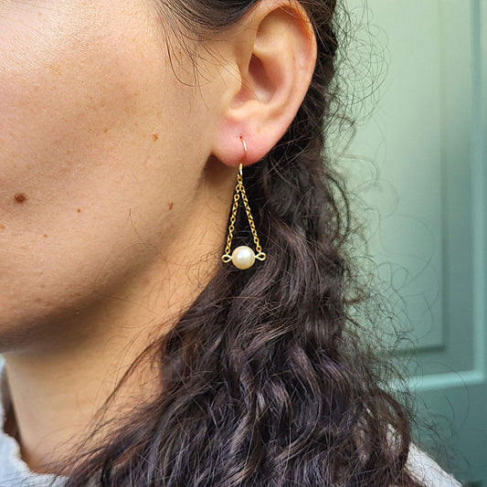 Ivory Pearl Gold Fill Earrings