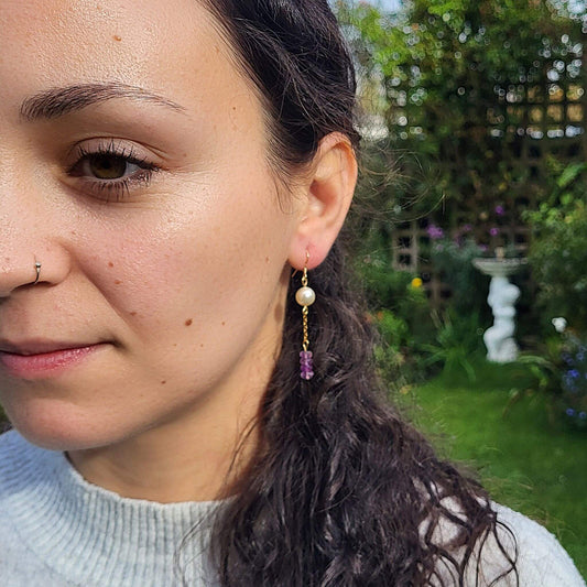 Amethyst & Pearl Earrings