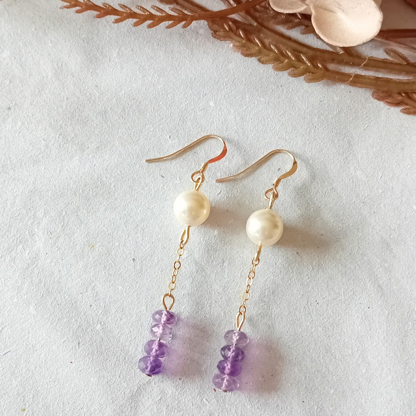 Amethyst & Pearl Earrings