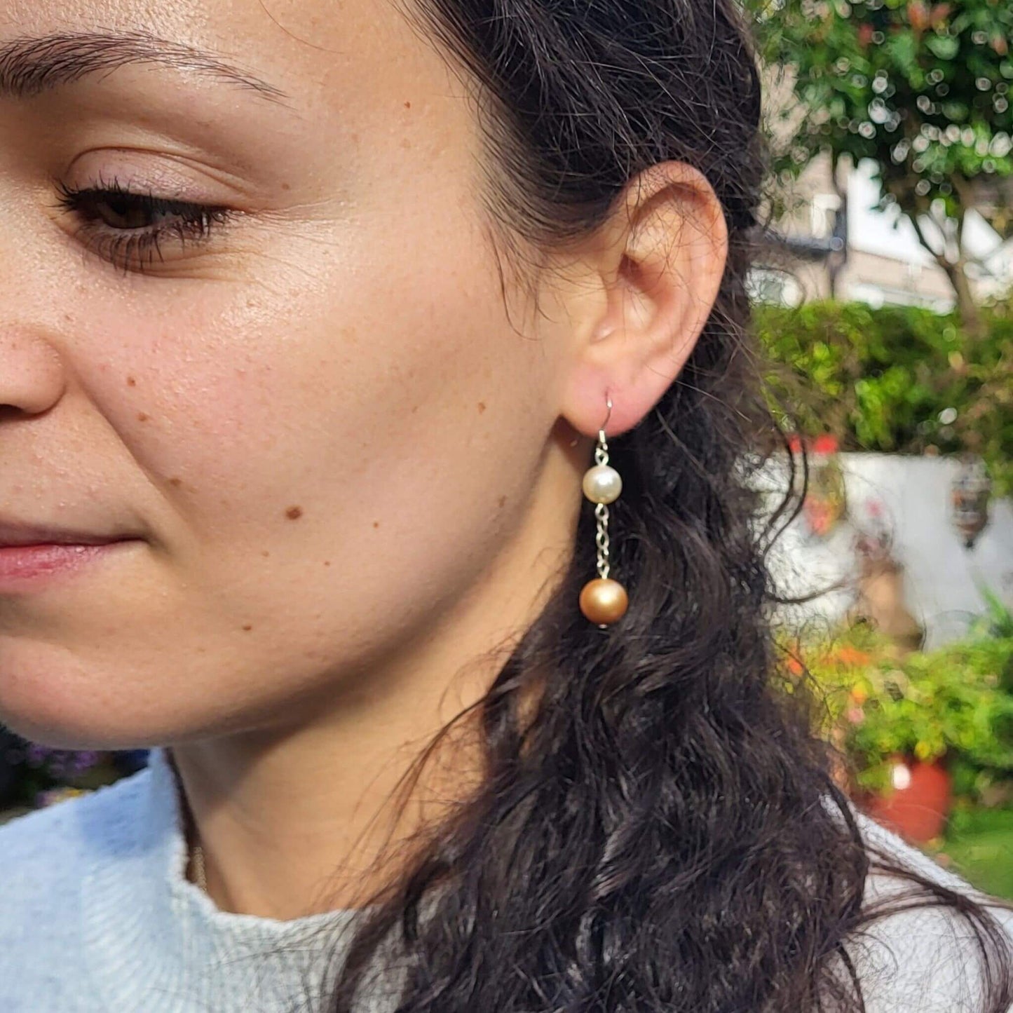 Gold & Ivory Pearl Earrings