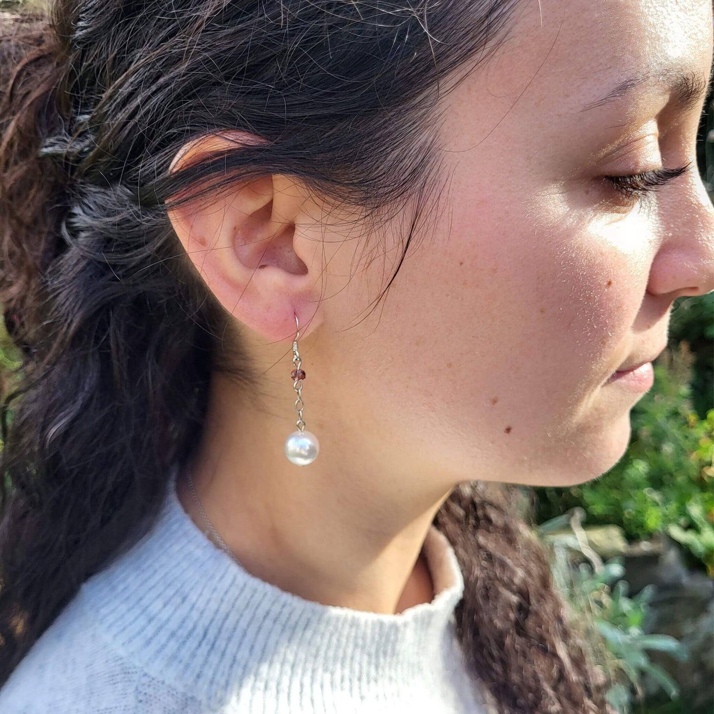 Dark Rose Crystal & Pearl Earrings