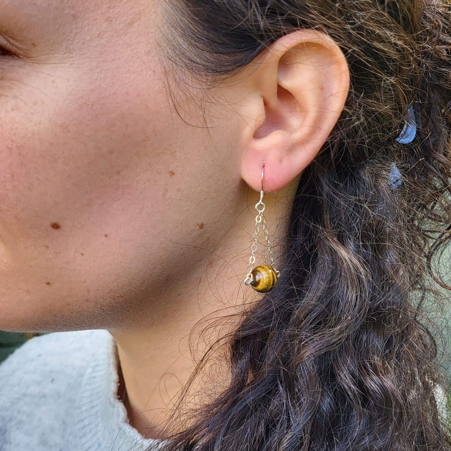 Tiger's Eye Chain Earrings