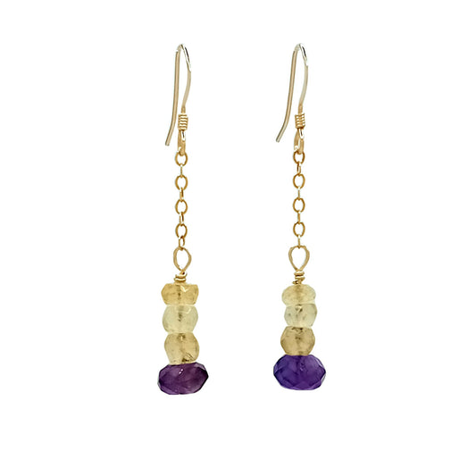 Amethyst & Citrine Gold Earrings