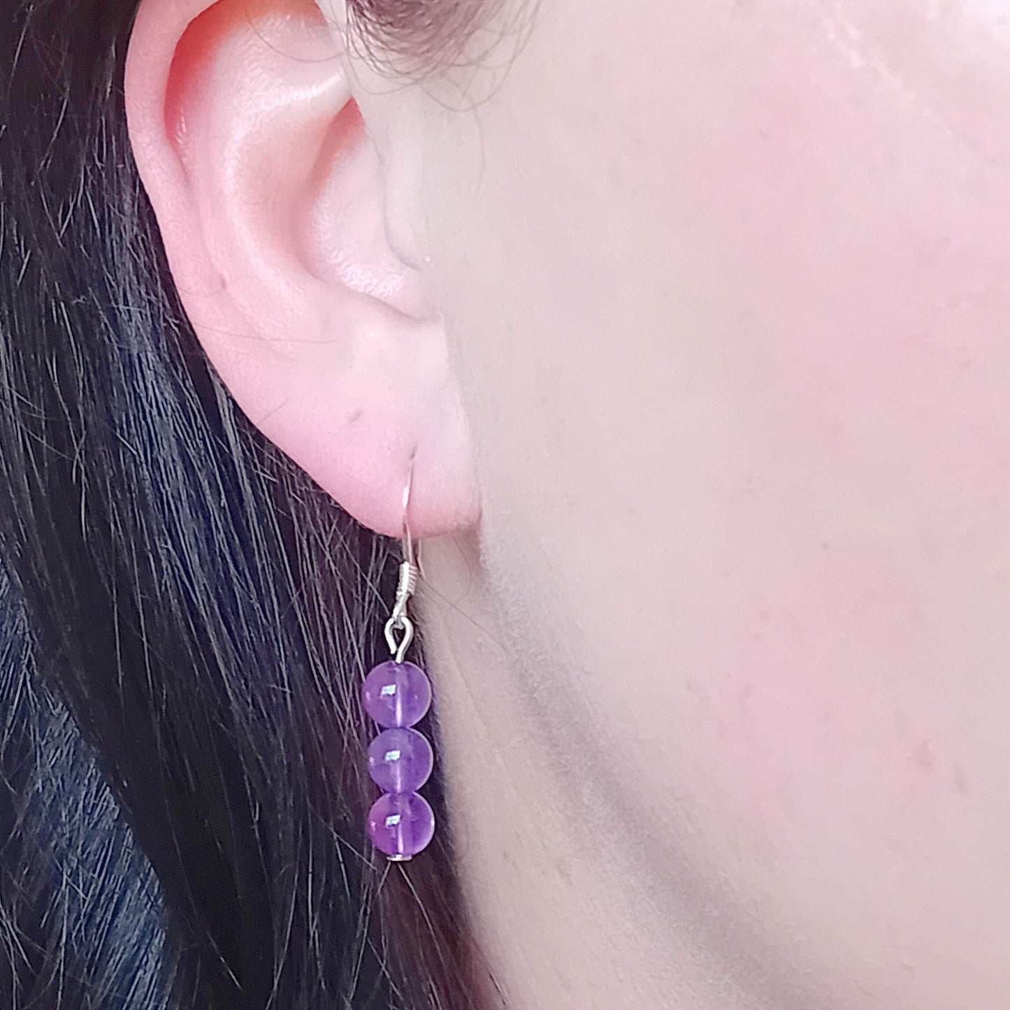 Amethyst Silver Drop Earrings