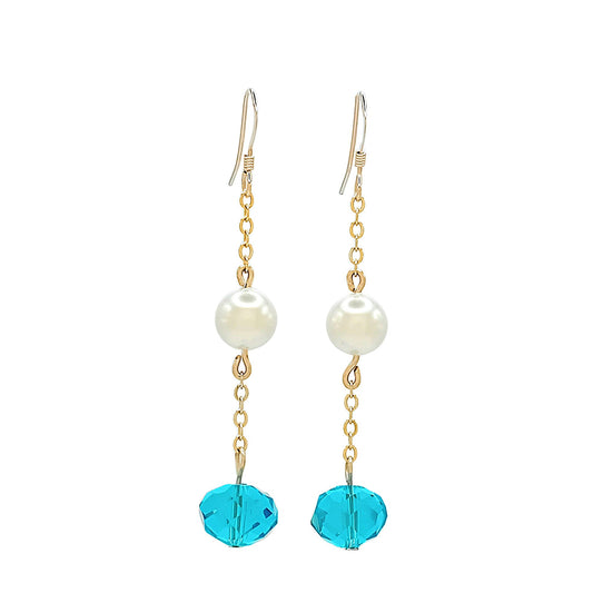 Pearl & Crystal Gold Earrings