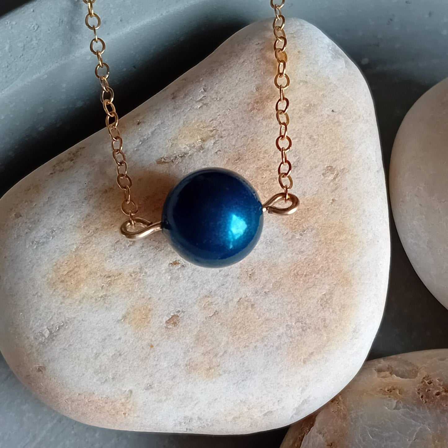 Petrol Blue Pearl Necklace