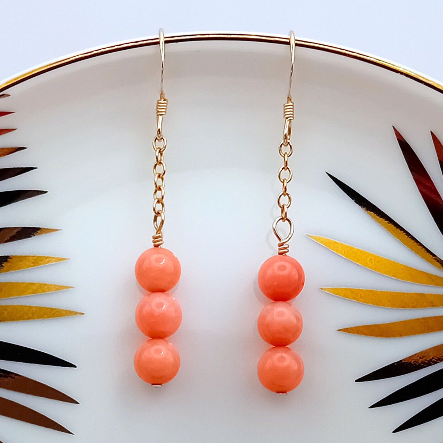 Coral Gold Earrings
