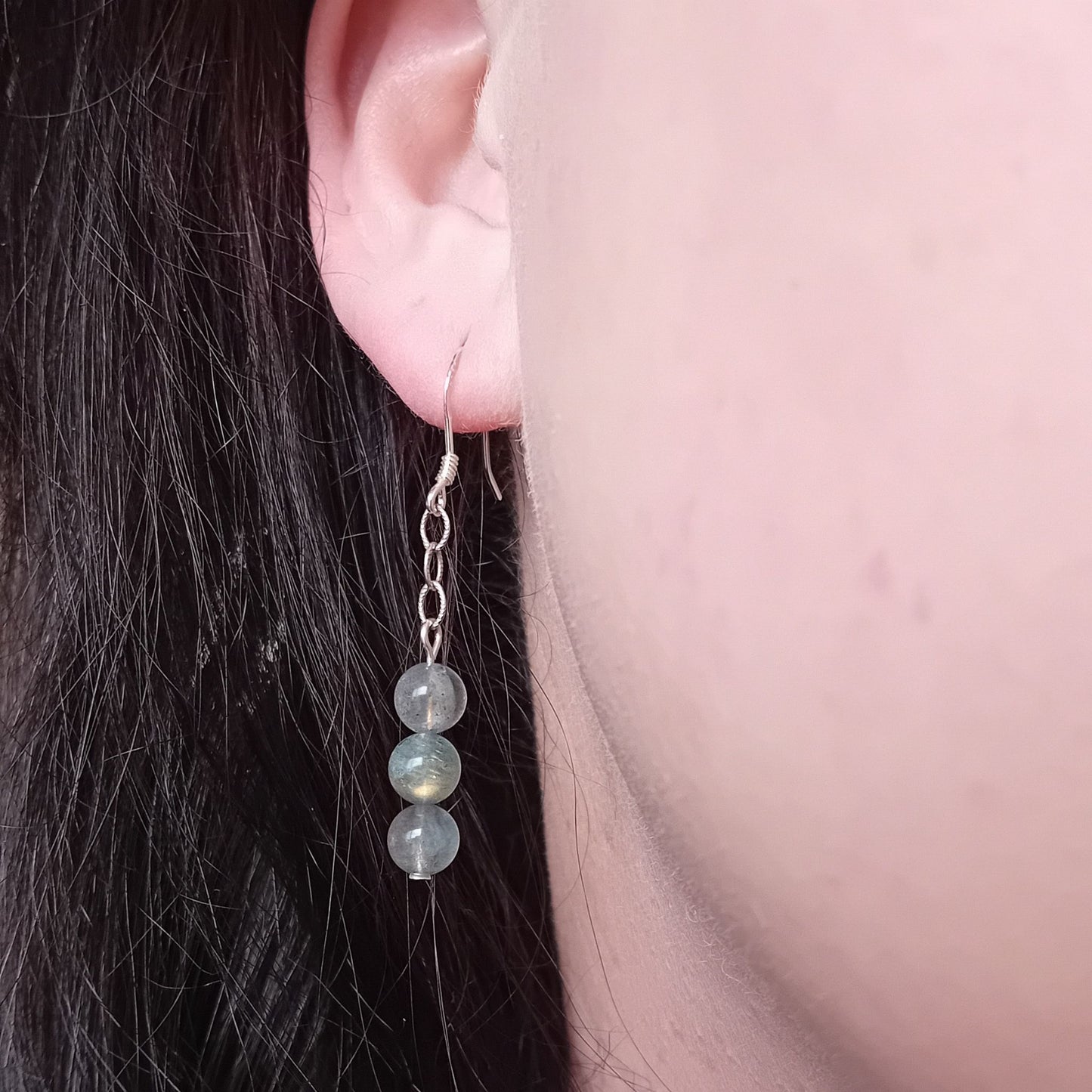Labradorite Silver Link Earrings