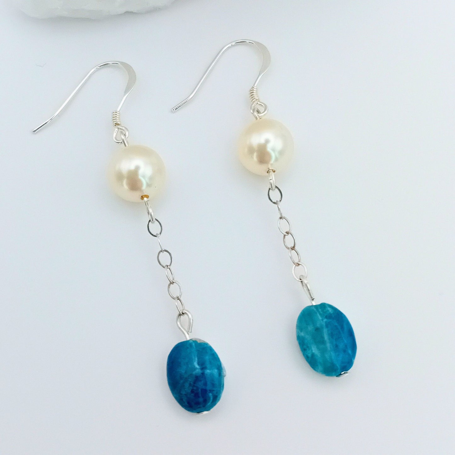 Larimar and Pearl Earrings