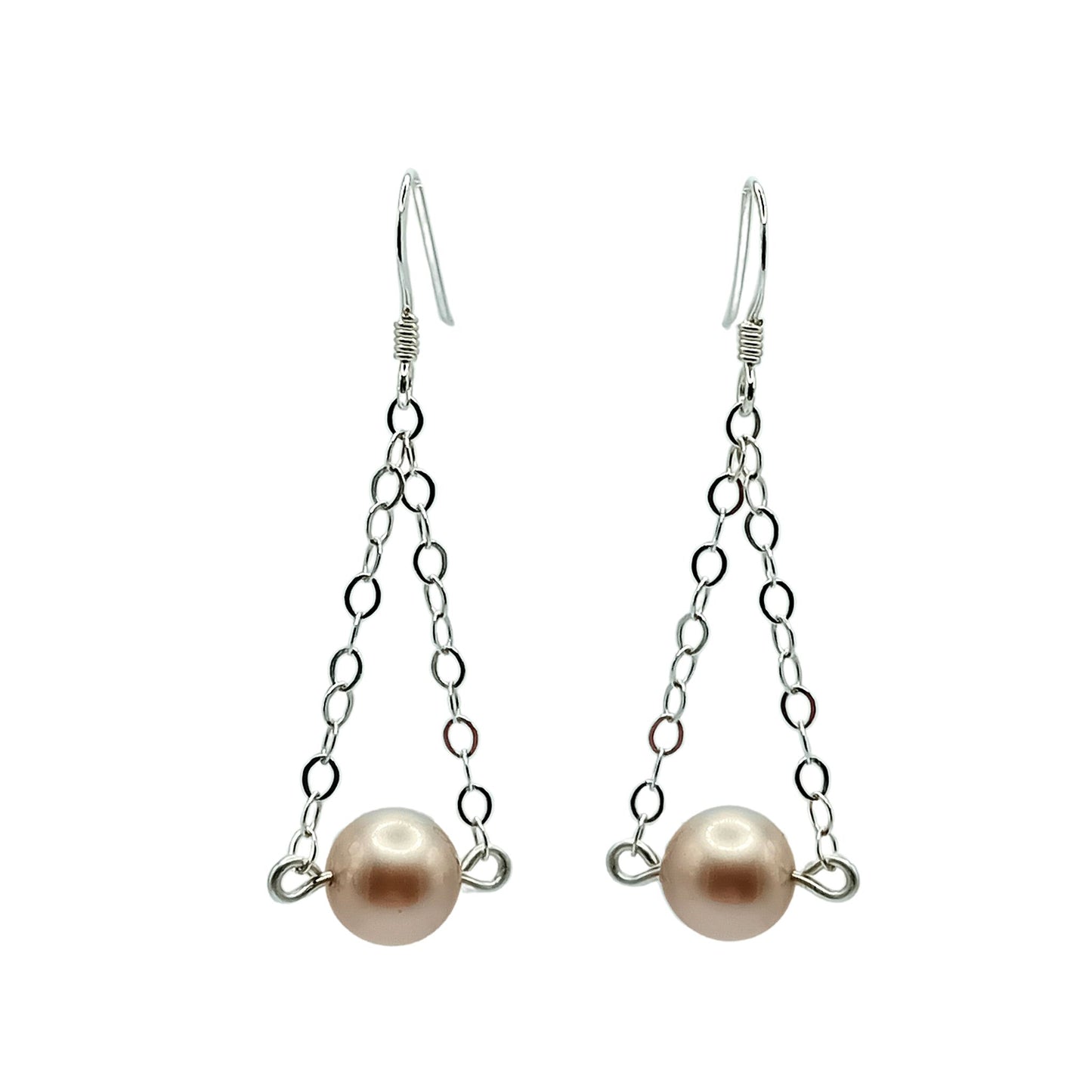 Pearl & Silver Chain Earrings