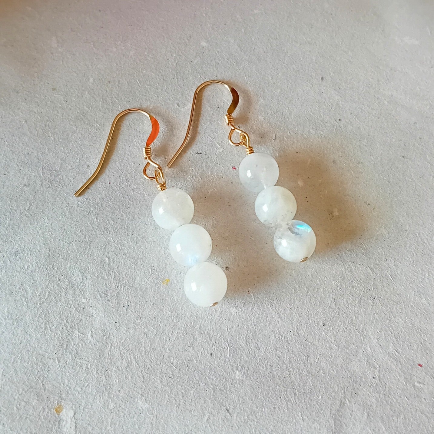 Moonstone Gold Fill Drop Earrings