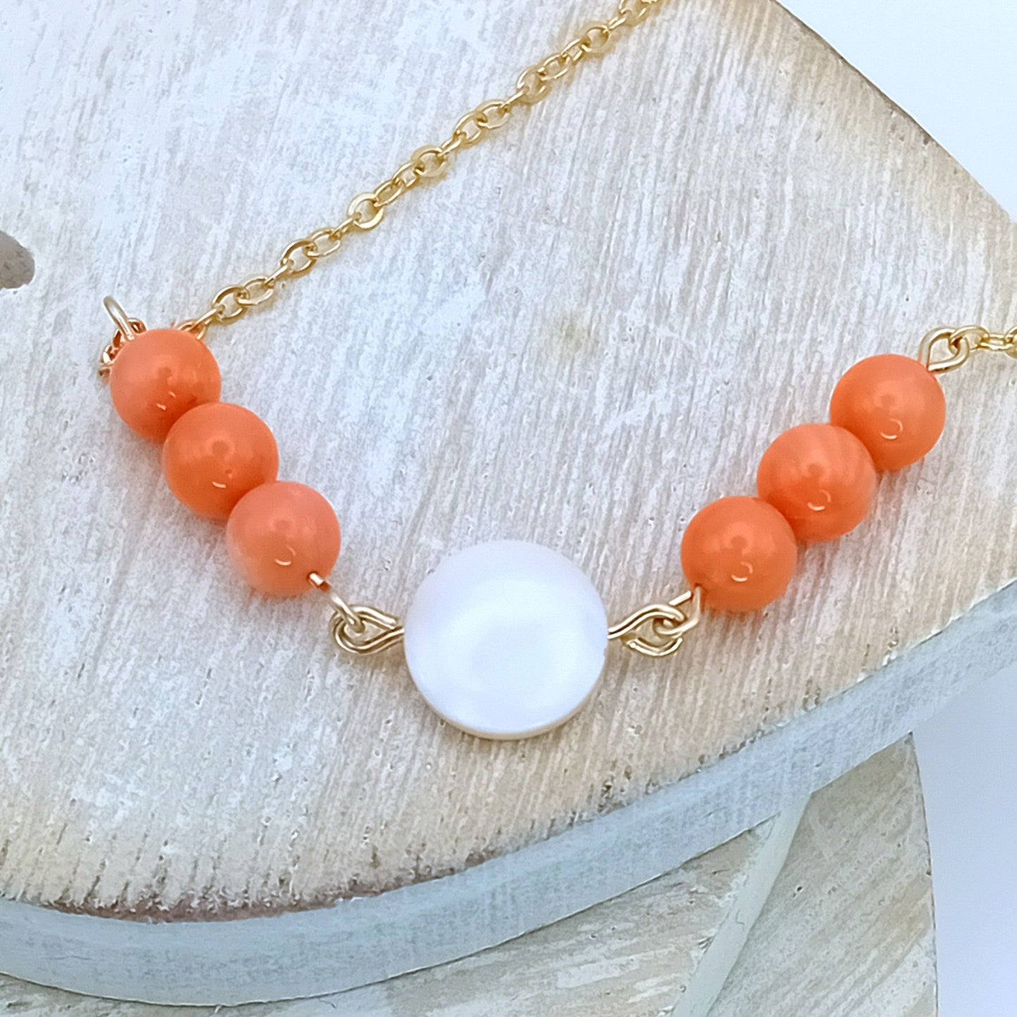 Mother of Pearl & Coral Necklace
