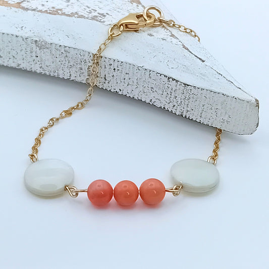Coral & Mother of Pearl Bracelet