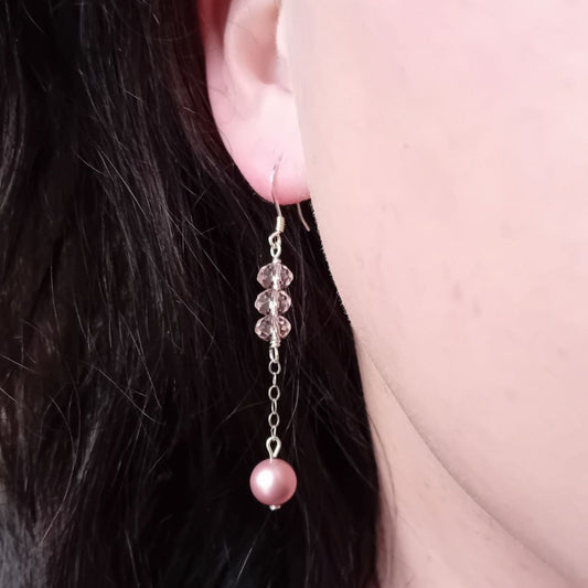 Pink Crystal Pearl Earrings