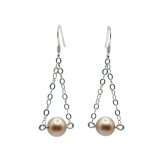 Pearl & Silver Chain Earrings